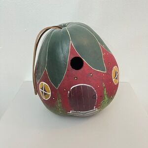 Handpainted Folk‎ Art Fairy Garden Birdhouse Hanging Gourd